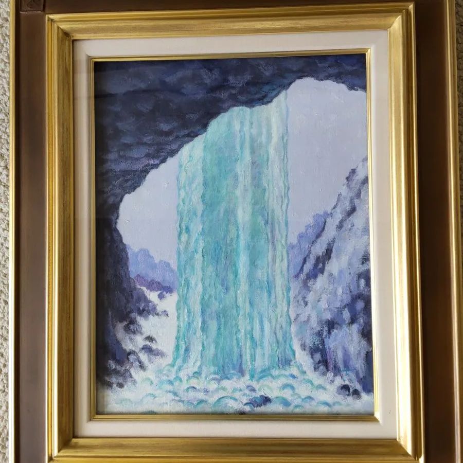たろし滝 [氷柱] 油彩画・油絵 - メルカリ