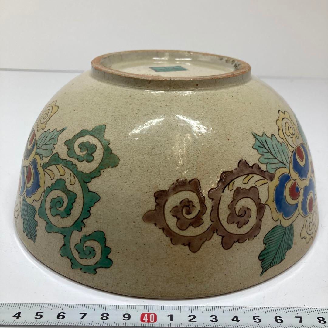 江戸後期　松山窯　九谷焼　大鉢　タコチ　直径21㎝　東山6-0114③ 江戸後期 松山窯 九谷焼 大鉢 タコチ 直径21㎝ 東山6-0114③