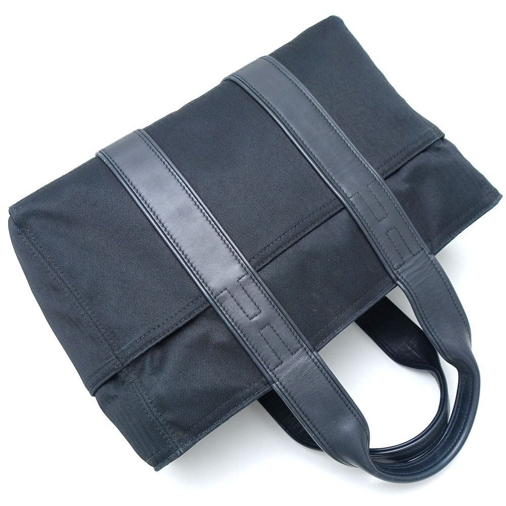 HERMES エルメス アカプルコPM ハンドバッグ トワルシェブロンxレザー