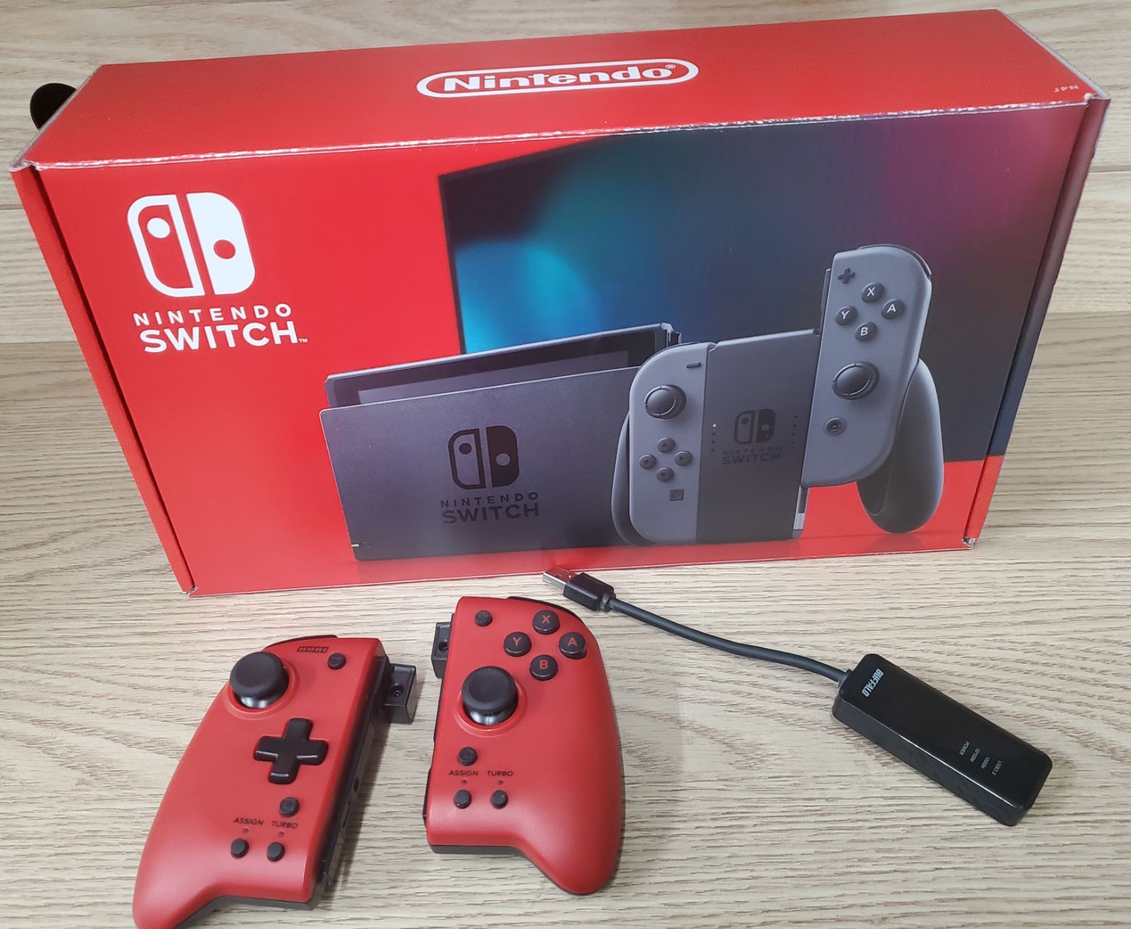 Nintendo Switch グレー 本体 HORI コントローラー 有線LAN アダプター付き