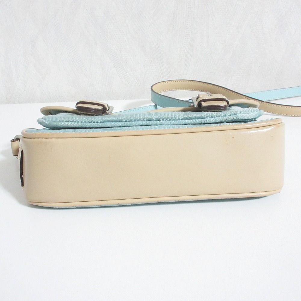 COACHショルダーバッグ シグネチャー 6844キャンバスレザー ライトブルー COACH - COACHショルダーバッグ シグネチャー 6844キャンバスレザー