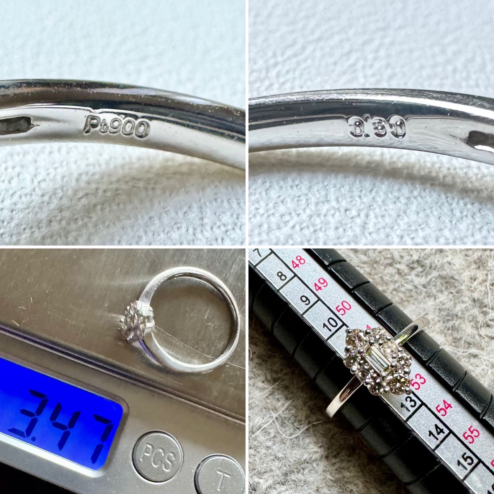 2種カット◇Pt900*12号*バケットカットダイヤモンドリング*プラチナ  