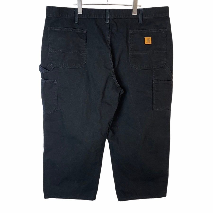 カーハートCarharttダックペインターパンツワークパンツカーペンターバギーワイド黒ブラック革タグレザーパッチ ヴィンテージ40709