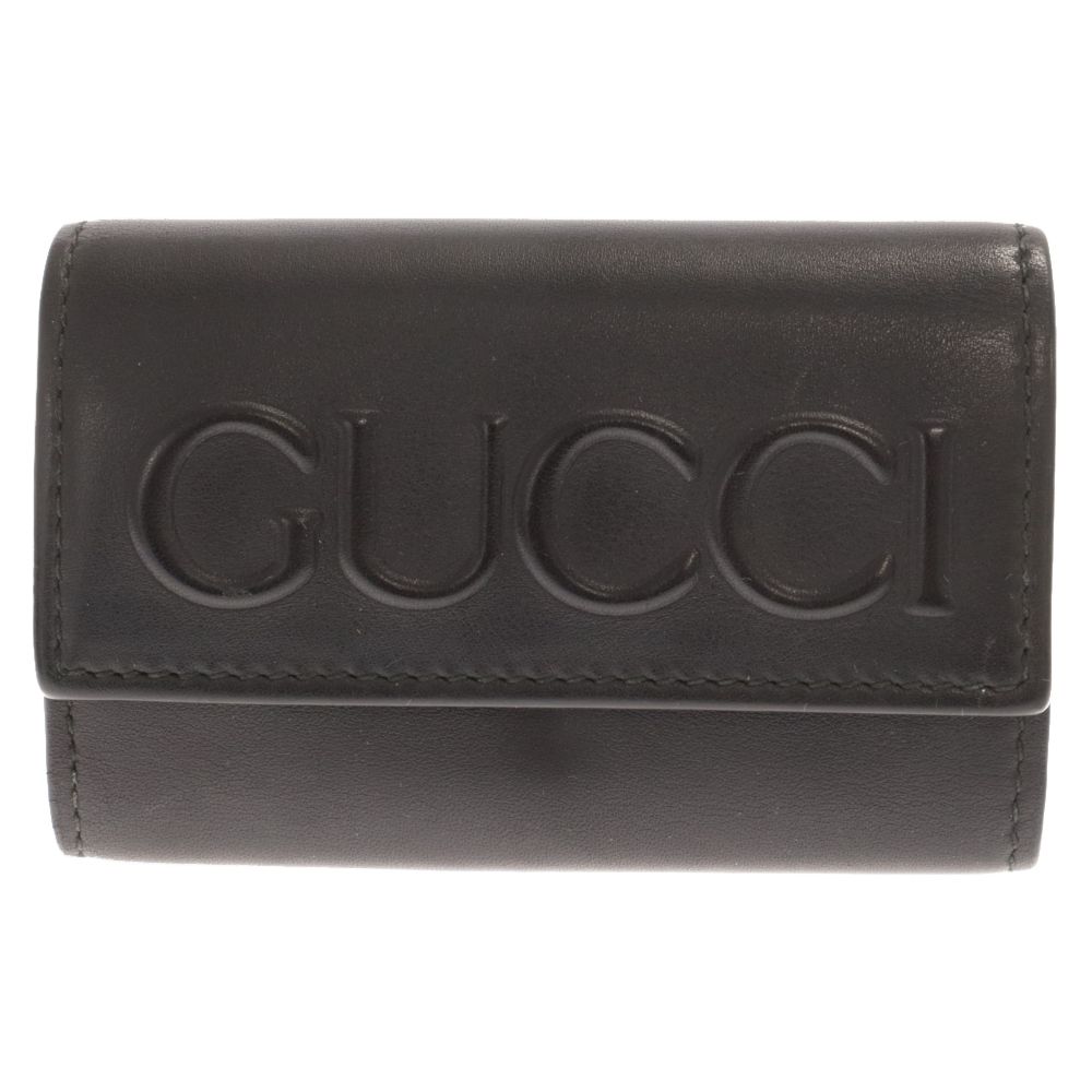GUCCI (グッチ) エンボスロゴ レザーキーケース ブラック 428781