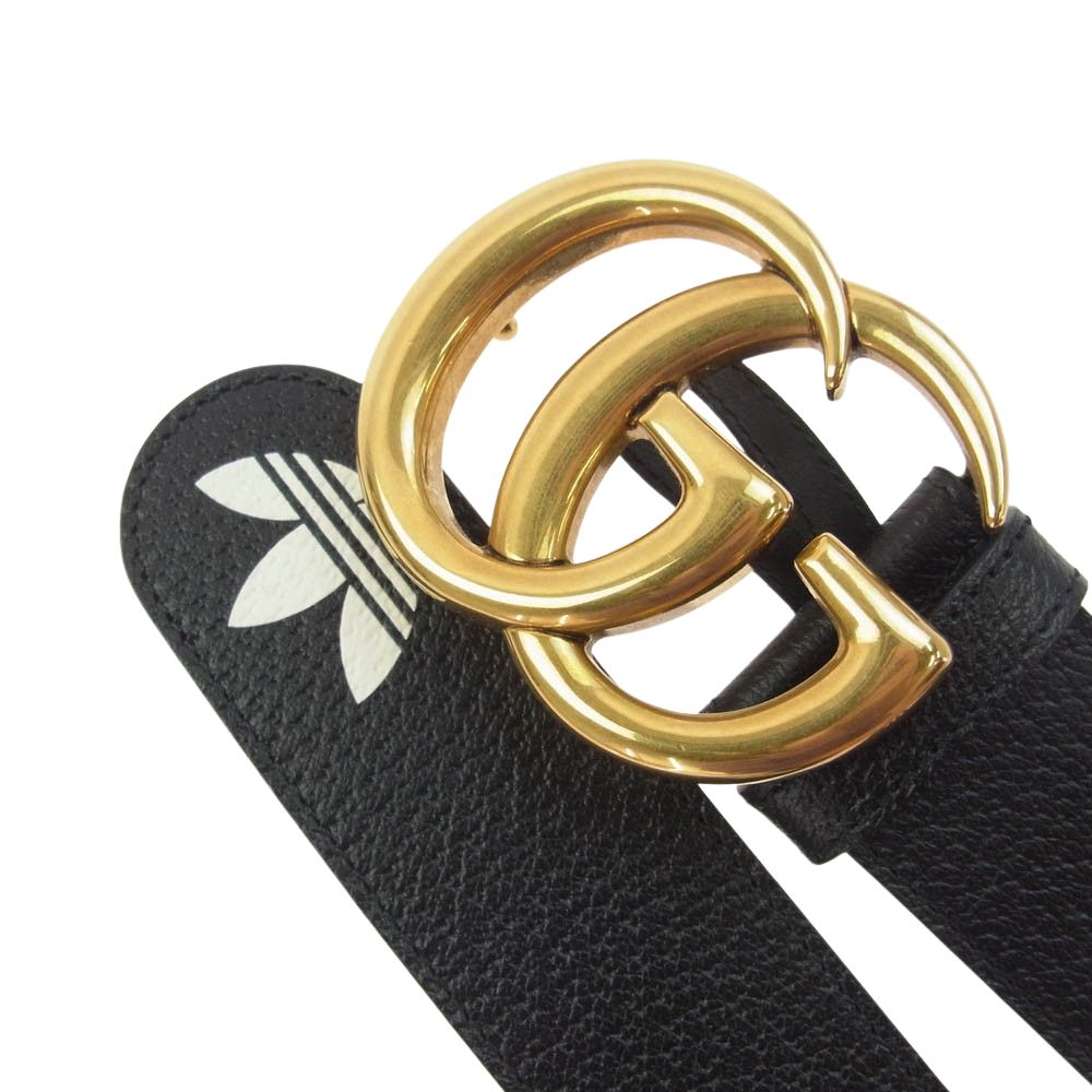 GUCCI グッチ 406831 U4DAT 1061 ADIDAS アディダス GG MARMONT GGマーモント レザー ベルト ゴールド金具 65cm ブラック系【新古品】【未使用】【中古】 GUCCI - GUCCI グッチ 406831 U4DAT 1061 ADIDAS アディダス GG