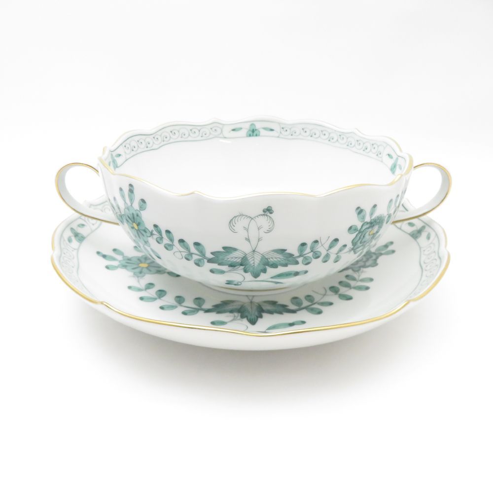 MEISSEN マイセン インドの華 340310 スープカップ＆ソーサー 1客 インディアンミドルグリーン SC7809D1