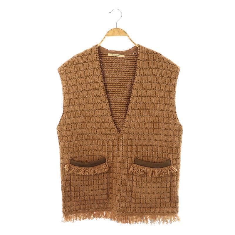 カレンソロジー Curensology 24AW ツイーディフリンジニットベスト プルオーバー F ブラウン /HK ■OS レディース カレンソロジー Curensology 24AW ツイーディフリンジニット