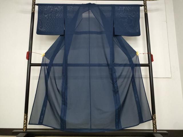 平和屋着物＊夏物 色無地 絽 留紺色 洗える着物 AABB5897st