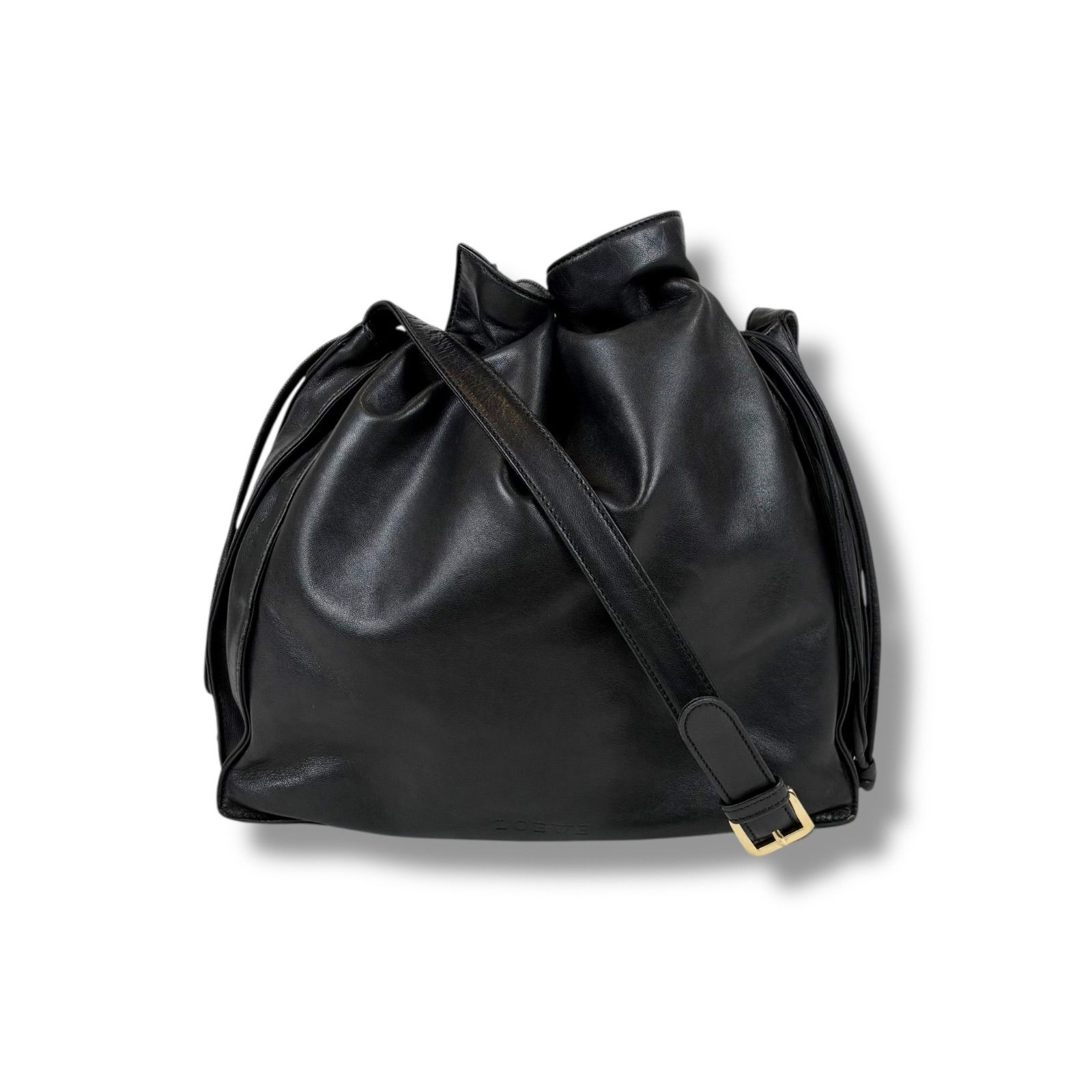 ロエベ LOEWE ショルダーバッグ フラメンコ ブラック 巾着型 ナッパ