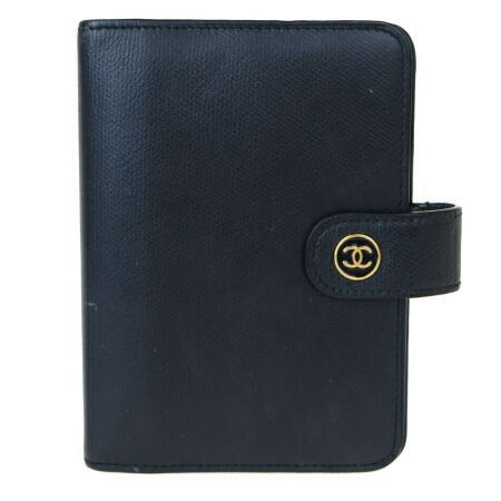 【中古】 中美品 シャネル CHANEL 手帳カバー アジェンダ ココマーク ブラック レザー 05BJ766
