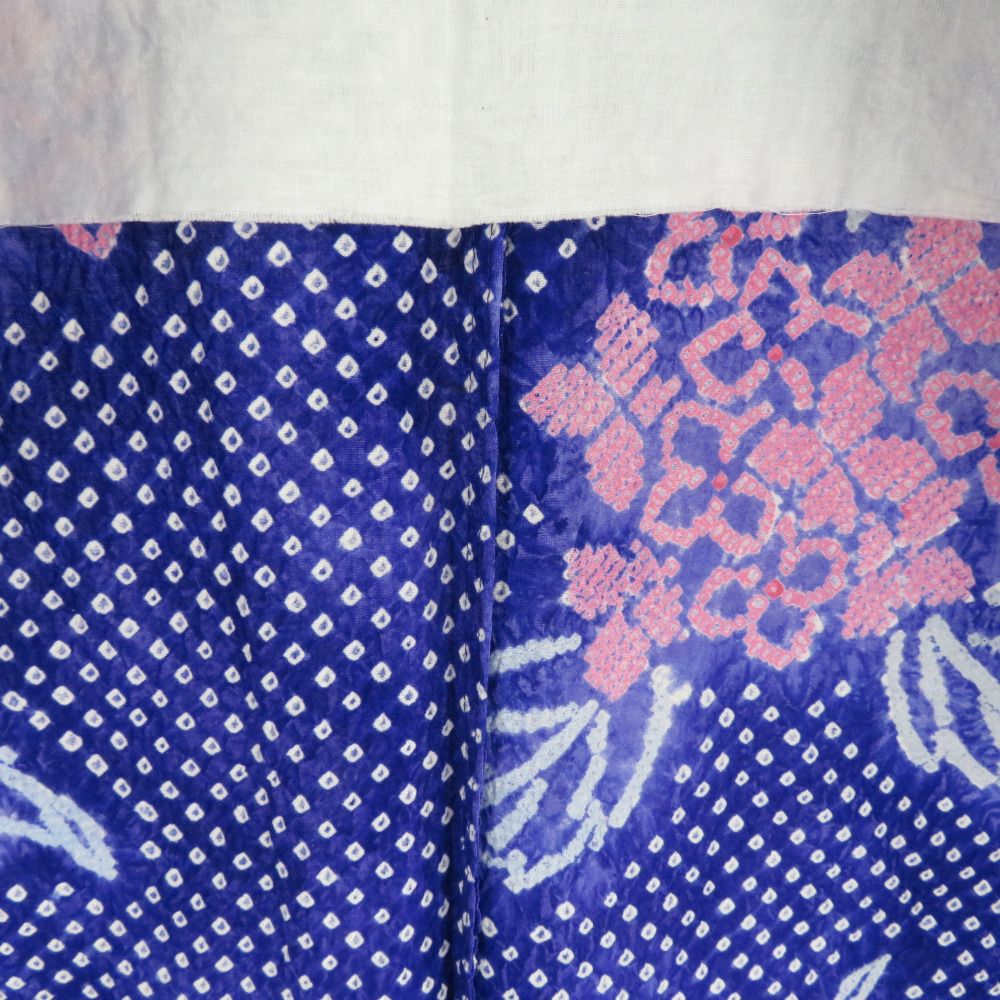 浴衣 絞り 絞り浴衣 青紫色ｘピンク色 ぼかし染め アジサイ模様 仕立て上がり 夏物 女性用ゆかた 綿100% レディース 夏祭り 花火大会 団扇 身丈158cm 【キモノオフ野々市若松店】 浴衣 絞り 絞り浴衣 青紫色xピンク色 ぼかし染め アジサイ模様 仕立て