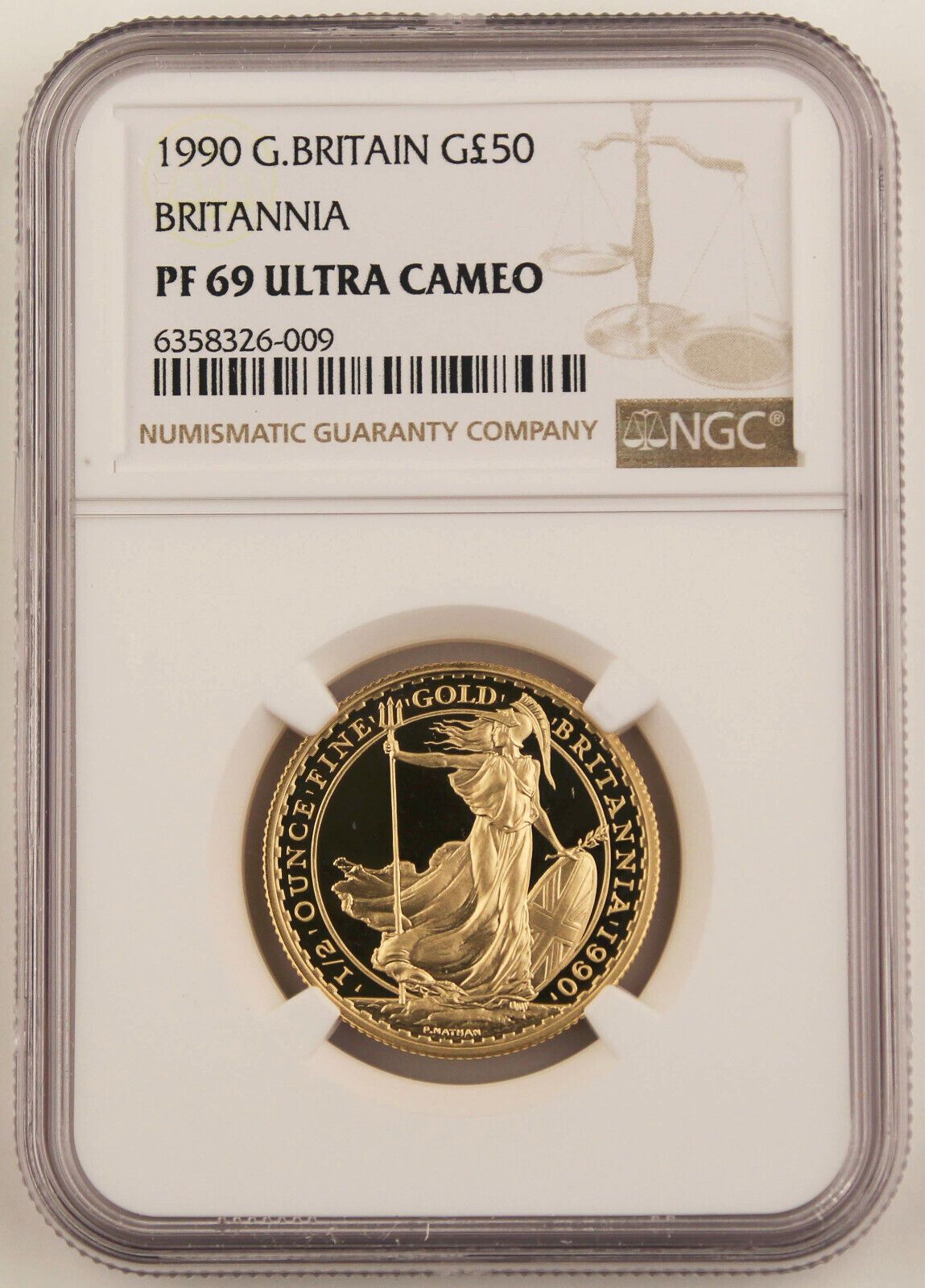 Great Britain UK 1990 BRITANNIA 1|2 Oz G ￡50 Pound Proof Coin NGC PF69 UC