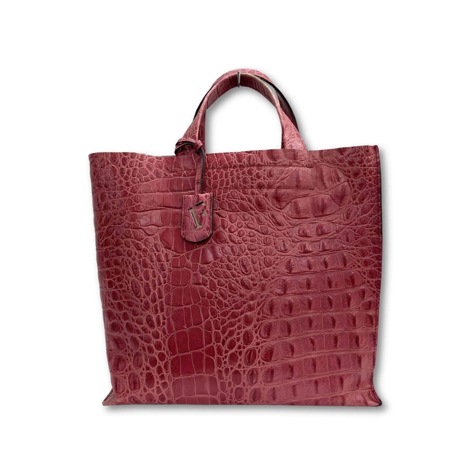 FURLA フルラ 本革 クロコ型押しレザー スクエア型 トートバッグ F4465 