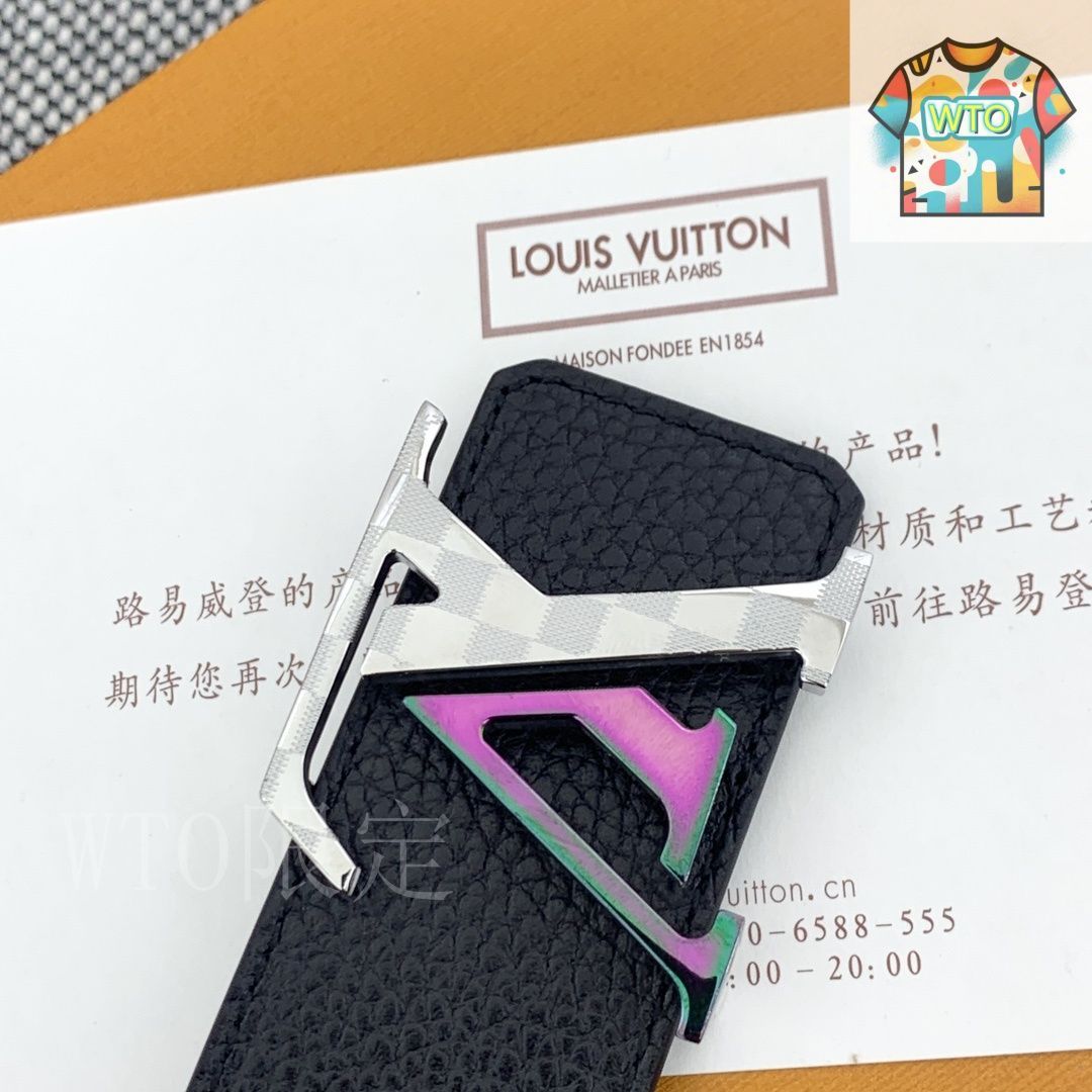 LOUIS VUITTON ネイビー レザーベルト 今日特価】LOUIS VUITTON メンズレザーベルト - メルカリ