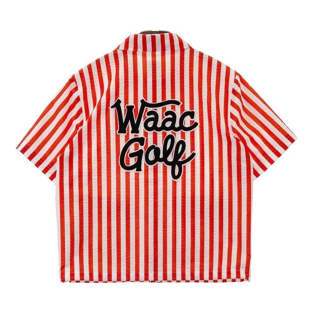 WAACワックスブラウン/白 サッカー生地 ストライプ柄 シャツ 2サイズ WAACワックスブラウン/白 サッカー生地 ストライプ柄 シャツ 2