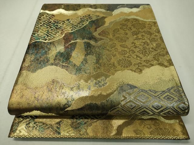 平和屋着物○六通柄袋帯 作家物 絞り 流水文 引箔 正絹 逸品