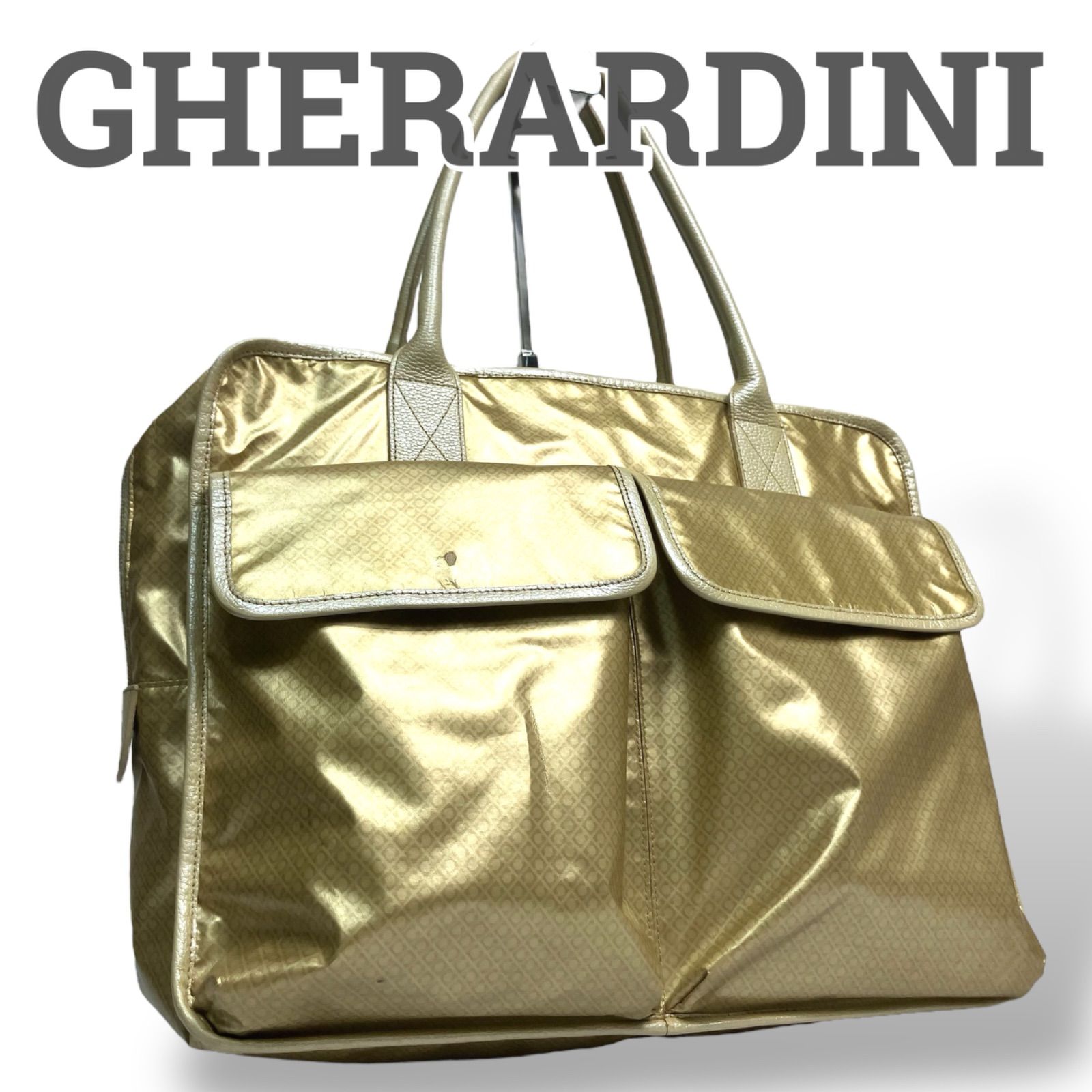 GHERARDINI ゲラルディーニ トートバッグ ボストンバッグ 肩掛け ソフティ ゴールド モノグラム ファスナー式 A4 PC カバン 大容量 多収納 レディース 女性 お出かけ 日常使い ブランド