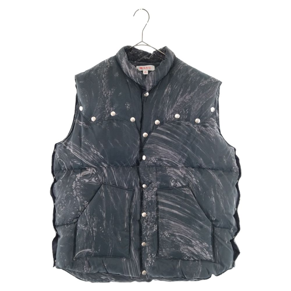MASU マーブルバンダナダウンベスト MASU(エムエーエスユー)のMARBLE BANDANA PUFFER VEST BLACK