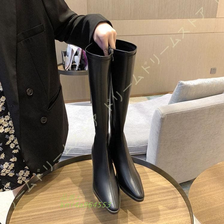 ロングブーツ レディース ジョッキー 大きいサイズ ふくらはぎ ブーツ ローヒール 秋冬 茶色 レディースブーツ ロング丈 ジョッキーブーツ 歩きやすい kni4a964553