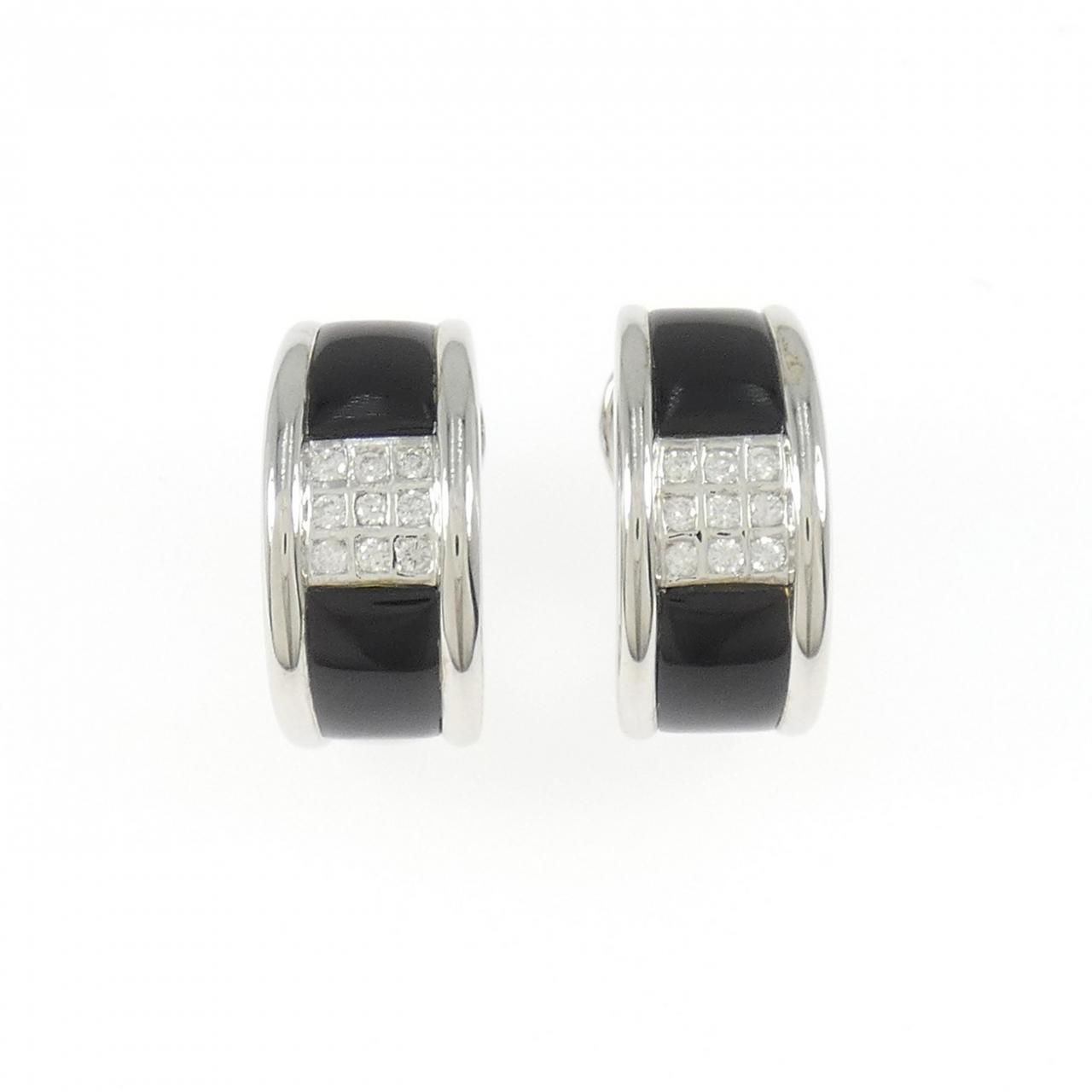 750WG オニキス ピアス|イヤリング 4.00CT