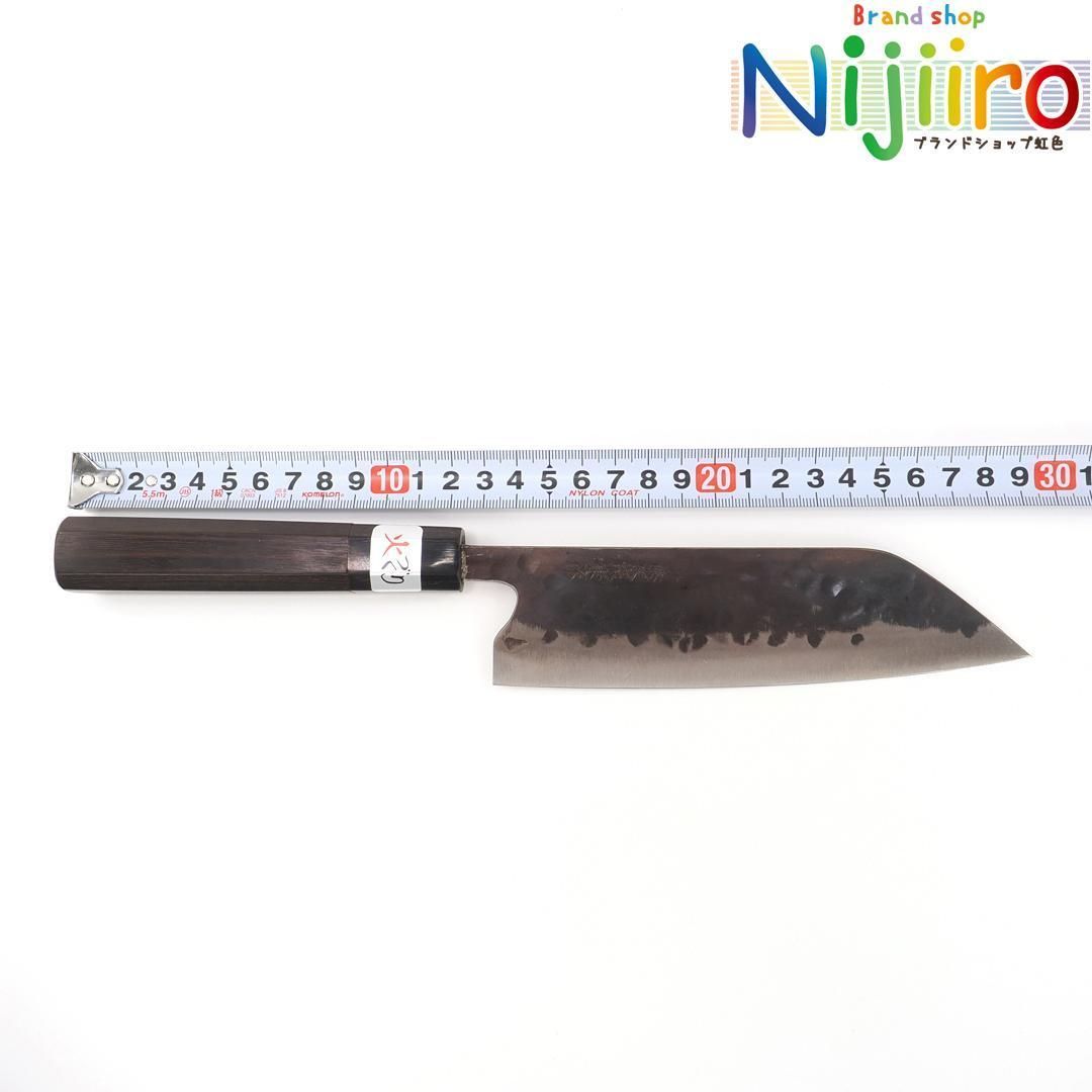 【新品同様】藤原照康　三徳包丁　伝家の宝刀　青紙スーパー　和包丁　黒檀柄 三徳包丁【伝家の宝刀】 | 藤原照康刃物工芸