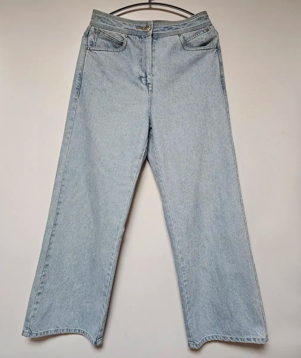 級 ハンサムマイン ライトブルー デニム ワイド パンツ