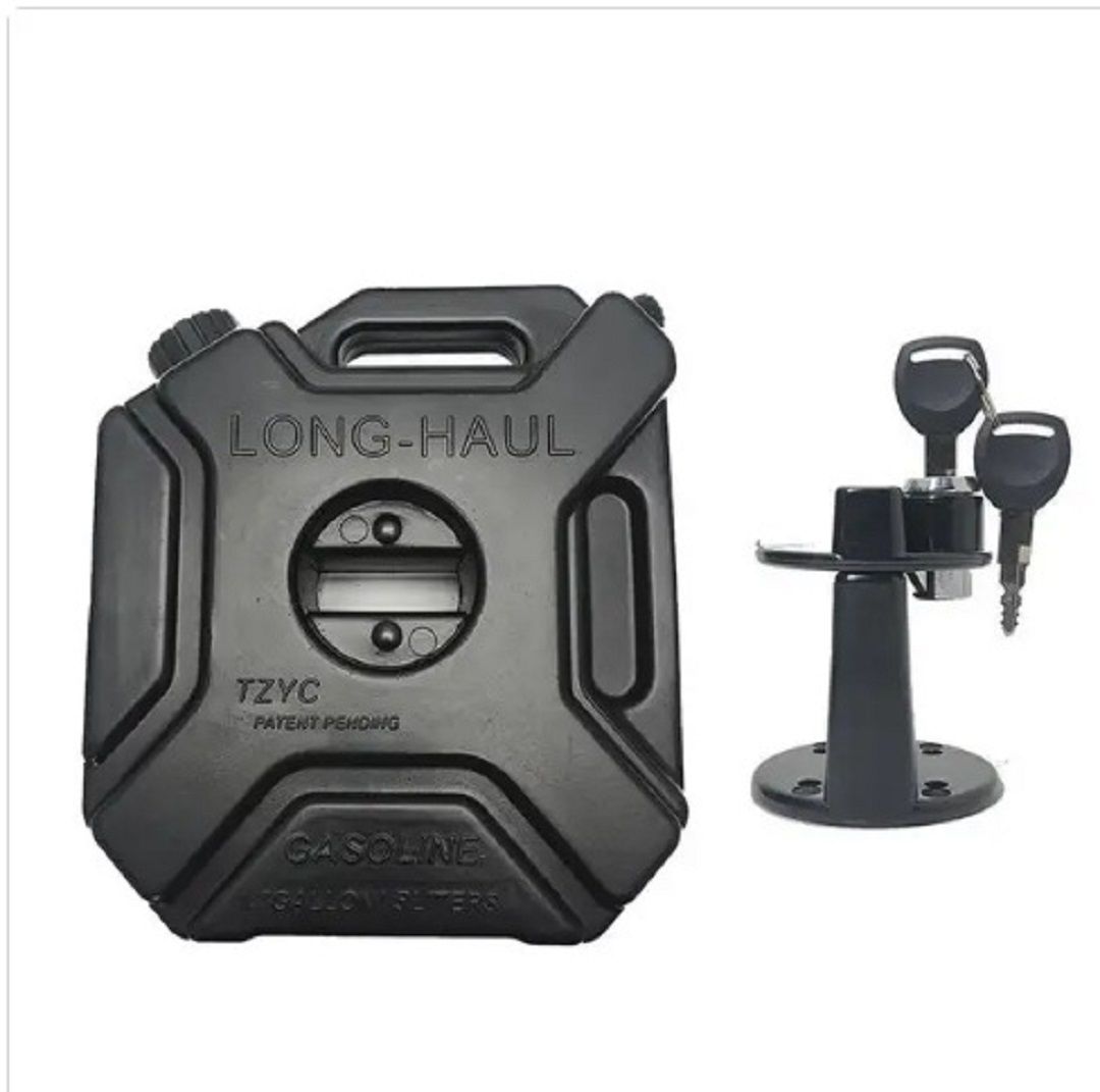 オートバイガソリン燃料予備タンク 携行缶5L ロック＆キー付き 黒