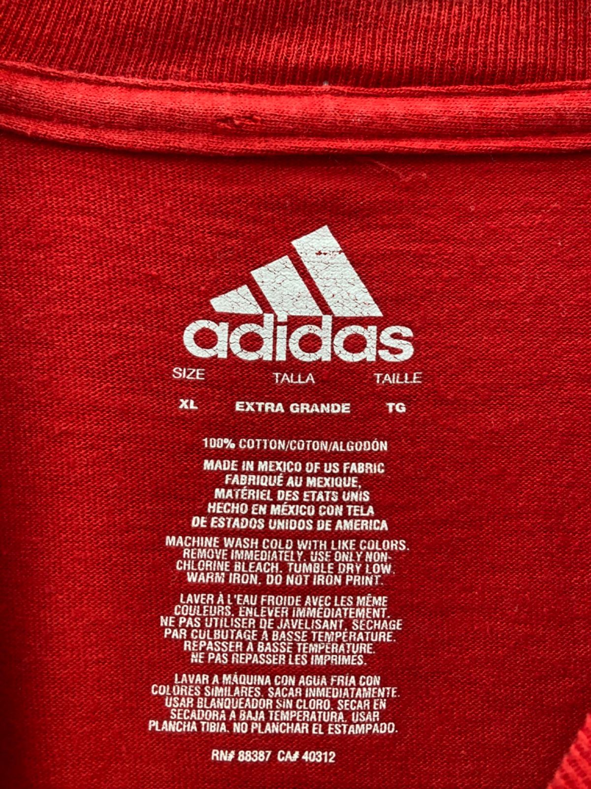 【メキシコ製】adidas アディダス ワンポイント メンズ  Tシャツ　赤 size XL