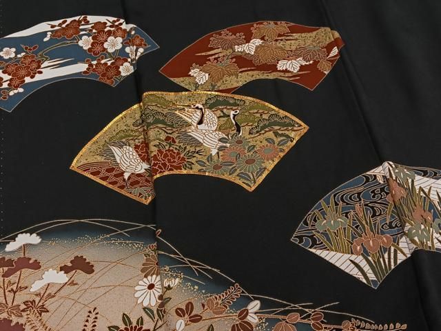 色留袖♦︎袷♦︎正絹♦︎アイボリー地・水に鳥 平和屋着物○訪問着 駒刺繍 絞り 色紙草花文 暈し染め 金彩 正絹