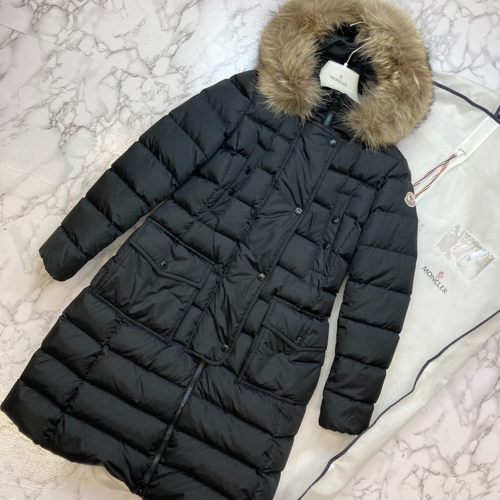 MONCLER モンクレール KHLOE クロエ ロング ダウンコート ブラック ０ レディース S ラクーンファー PAWNSHOPRiZ  パウンショップリズ - メルカリ