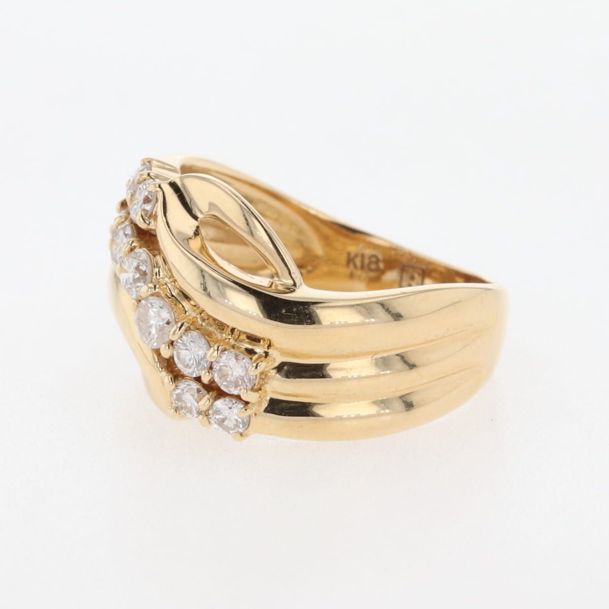 メレダイヤ デザインリング YG イエローゴールド 指輪 リング 11.5号 K18 ダイヤモンド レディース
