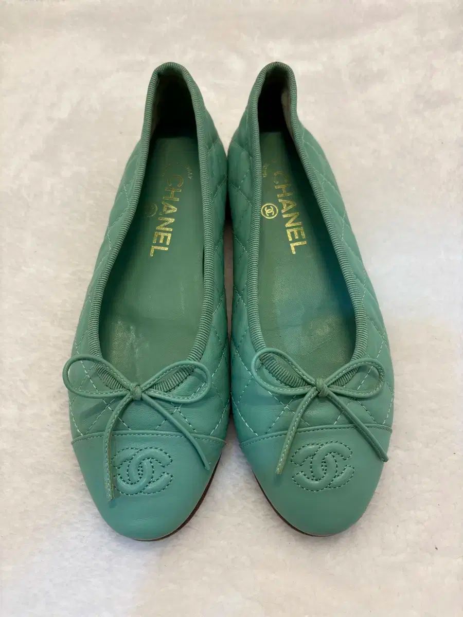 CHANEL シャネル キルティング キルト バレリーナ フラット ミント 36 サイズ 純正