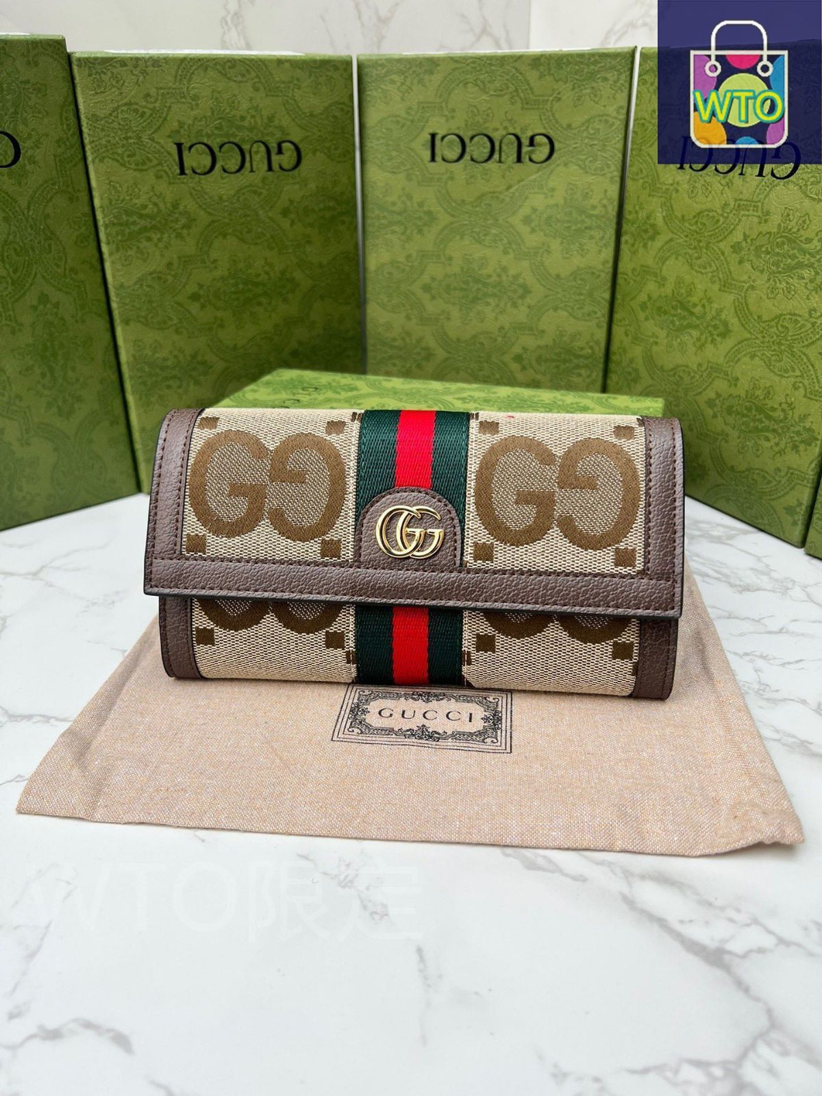 GUCCi Diana竹節新型財布フルジッパー式財布 財布 銀行カードバッグ キャメル色と烏木色のダブルG模様キャンバス茶色革ロール12枚のカードスペーサー 1枚のジッパーポケット 3枚の紙幣スペーサー竹節 | ♥品 -WT0輸入