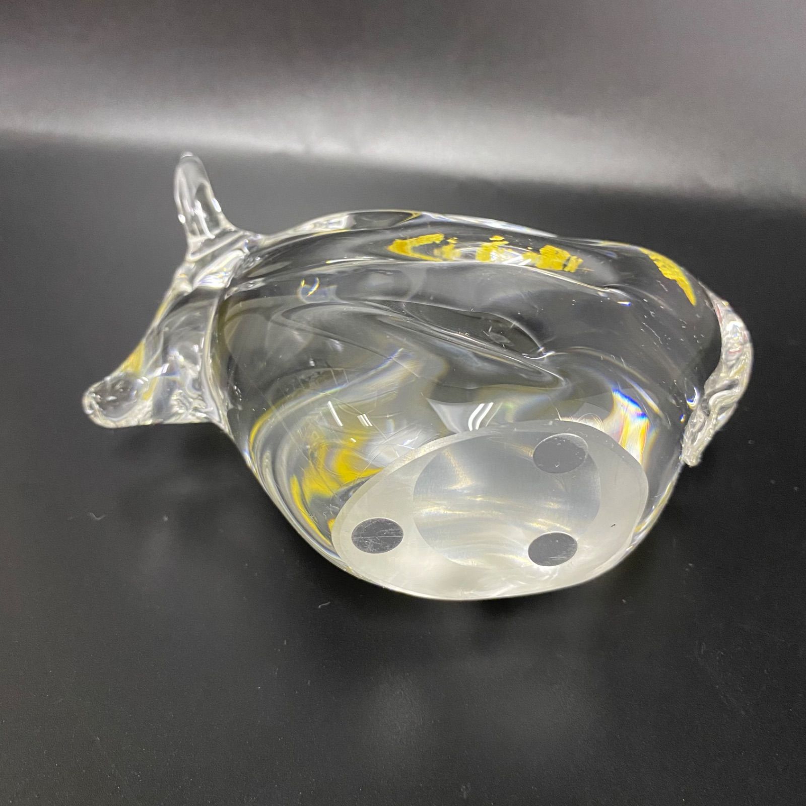希少美品】Multi Glass ガラス製 丑 牛 オブジェ 置物 クリスタル 透明 
