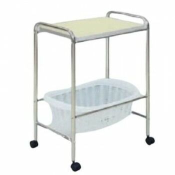 高田ベッド製作所 S型器械台付脱衣カゴ ホワイト キャスター付き TB-73-12