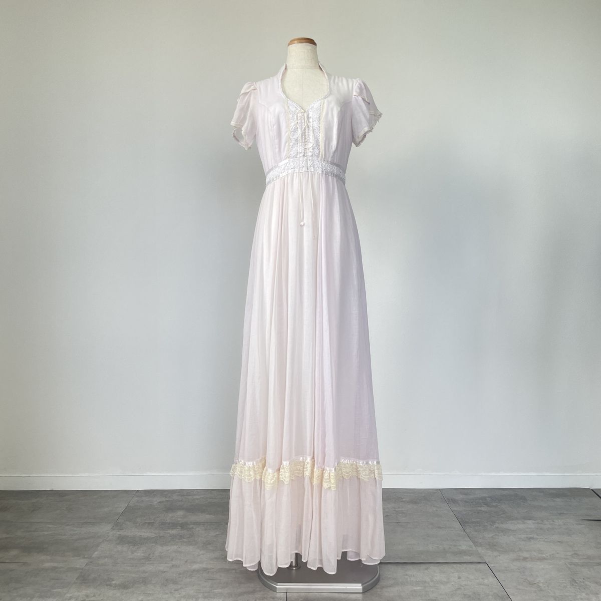 古着 ガンネサックス GUNNE SAX Jessica マキシ丈 半袖 フ ワンピース レディースM相当 ヴィンテージ eva 000654