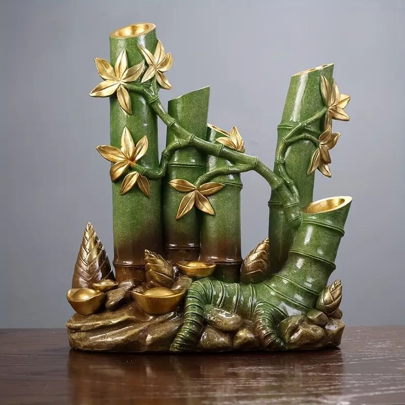 竹 竹林 筍 樹脂製 置物 オブジェ グリーン 緑 風水グッズ 富と幸運 竹