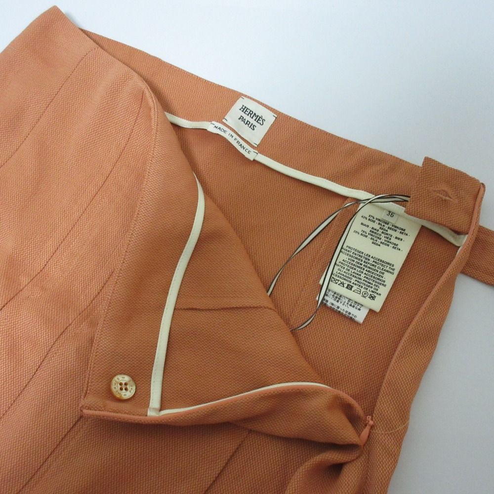 良品 21AW HERMES エルメス レーヨン シルク フレアスカート