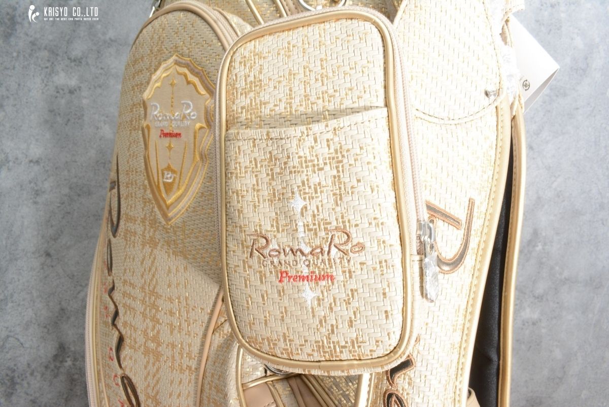 RomaRo プレミアムスタンドキャディバック ベージュ/ホワイト RomaRo