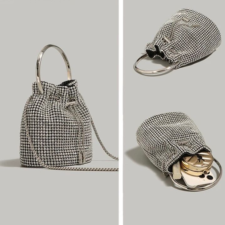 未使用｜着物バッグ｜ラインストーン｜高級｜デッドストック 送料込み】Ladies / キラキラ 総ラインストーン リッチバッグ