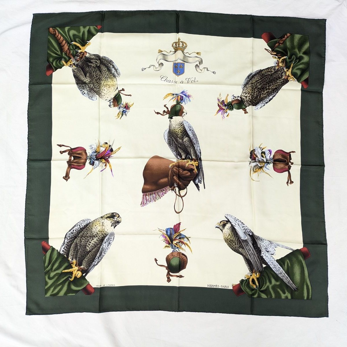 HERMES カレ90 Chasse a Vol 鷹狩り HENRI DE LINARES スカーフ シルク