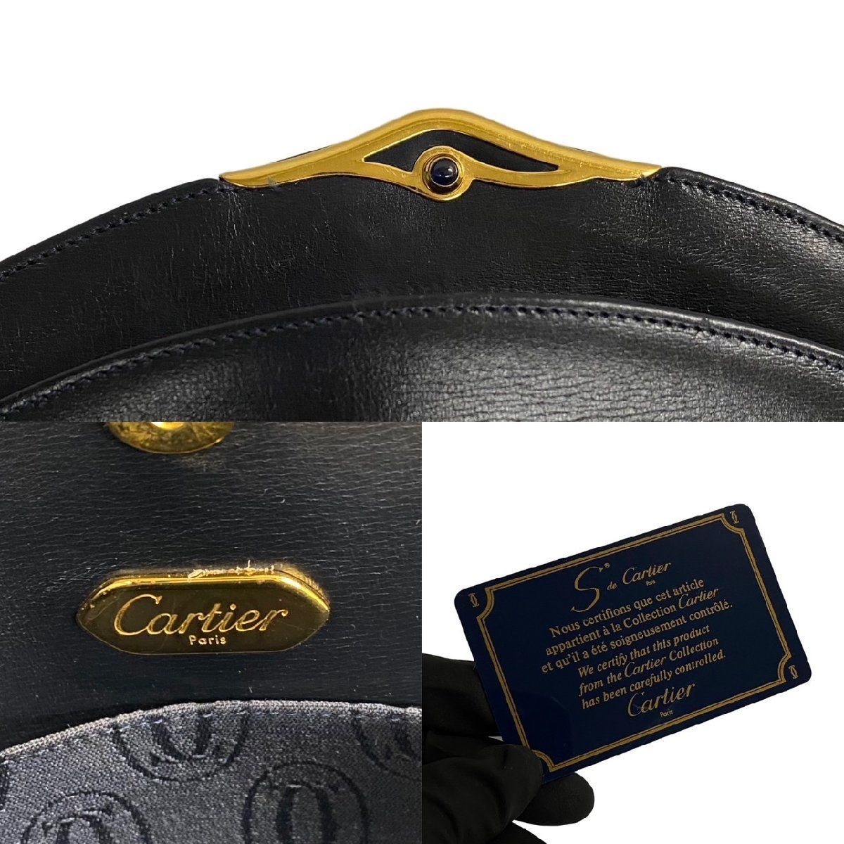 極 美品 カード付 Cartier カルティエ サファイアライン カーフレザー 