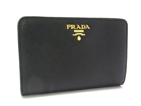 □新品同様□ PRADA プラダ サフィアーノレザー 二つ折り 財布
