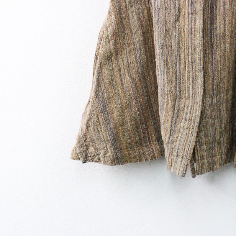 USAATO うさと 手織り 手紡ぎ ストライプ織り 釦開閉 ロング  