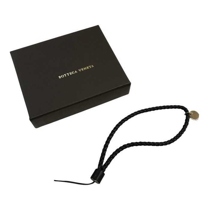 BOTTEGA VENETA - BOTTEGA VENETA ボッテガヴェネタ イントレチャート ストラップ ユニセックス レザー 編み込み スマホ 携帯 ブラック 中古 T1 BOTTEGA VENETA ボッテガヴェネタ イントレチャート ストラップ