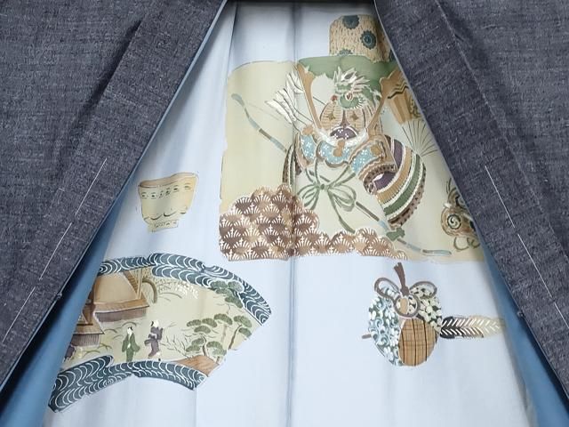 平和屋本店□極上 男性 本場真綿勝結城紬 アンサンブル キングサイズ