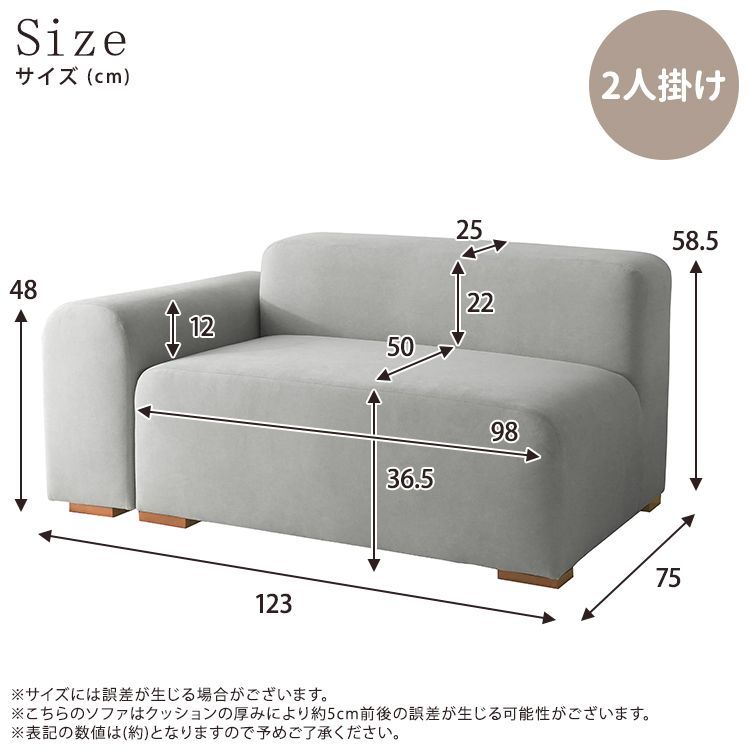 片肘タイプファブリックソファ2P