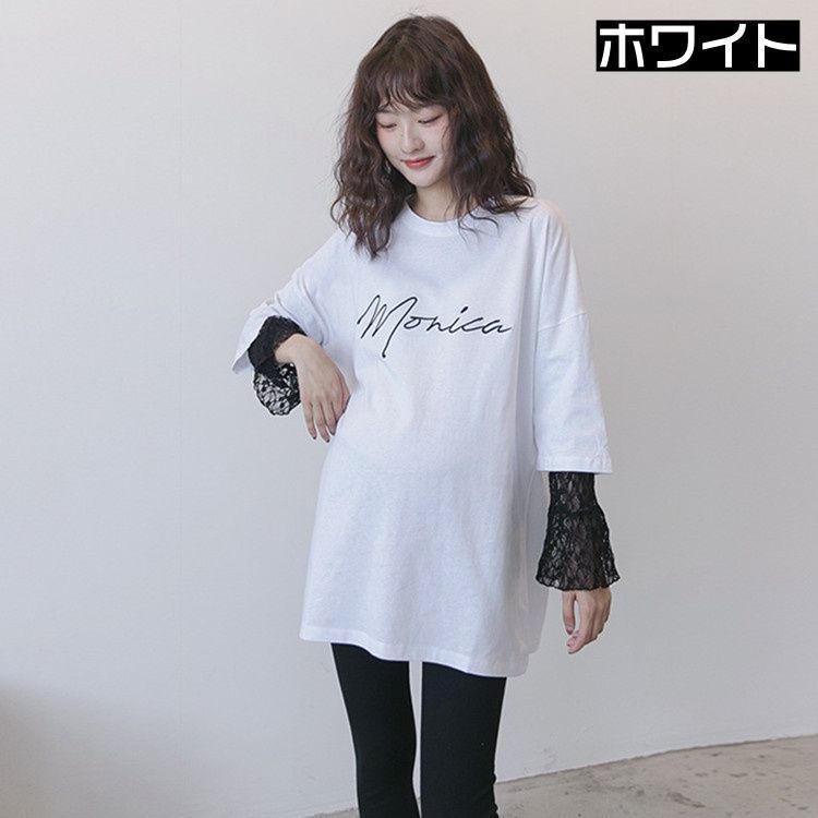 Tシャツ 長袖 ス レディース シンプル 重ね レイヤード風 ゆったり カジュアル 新品未使用】トップス tシャツ レディース 長袖 重ね着風