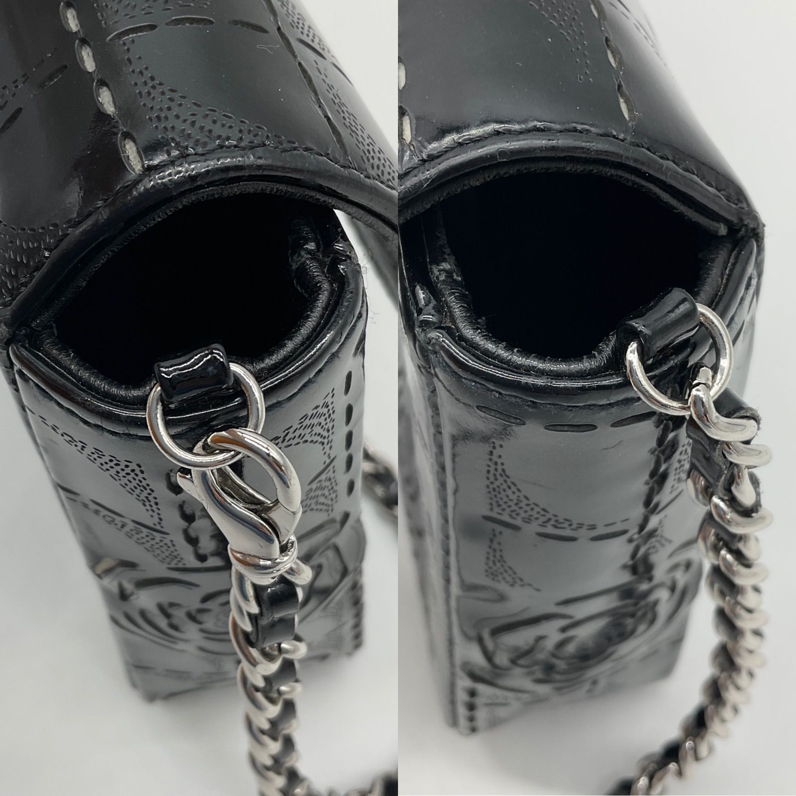 CHANEL シャネル カメリア ココマーク パテントレザー チェーン 