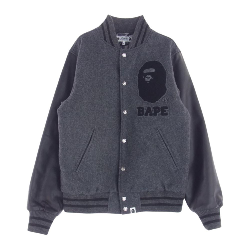 A BATHING APE アベイシングエイプ スタジャン 20AW × UNDFTD VARSITY JACKET アンディフィーテッド バーシティジャケット スタジャン ブラック  ブラック系 ダークグレー系 M【中古】